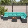 vidaXL Garden Sofa Set with Cushion 9 pcs Black Poly rattan