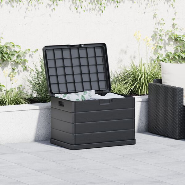 vidaXL Garden Storage Box - Anthracite, 77.5 x 54.5 x 53 cm, Plastic, 170 L