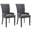 vidaXL Dining Chairs with Armrests 2 pcs Dark Grey Fabric