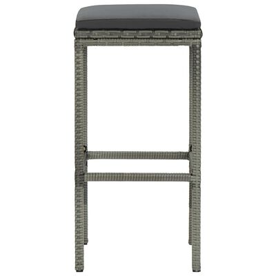 vidaXL Bar Stools with Cushions 3 pcs Grey Poly Rattan