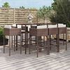 vidaXL 9 Piece Garden Bar Set with Cushions Brown Poly Rattan