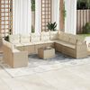 vidaXL 11 Piece Garden Sofa Set with Cushions Beige Poly Rattan