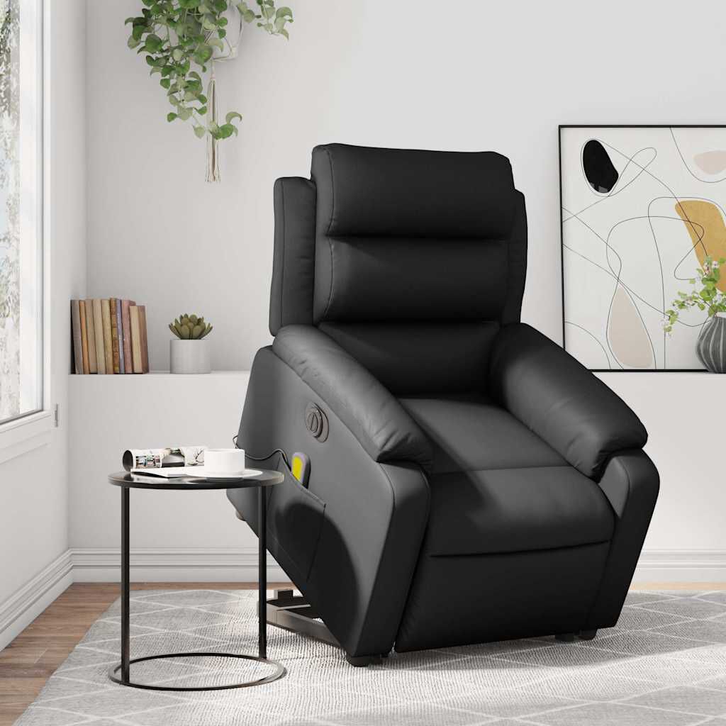vidaXL Electric Stand up Massage Recliner Chair Black Faux Leather
