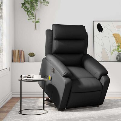 vidaXL Electric Stand up Massage Recliner Chair Black Faux Leather