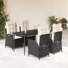 vidaXL 5 Piece Garden Dining Set with Cushions Black Poly Rattan