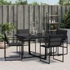 vidaXL Garden Chairs with Cushions 4 pcs Black Steel and Textilene