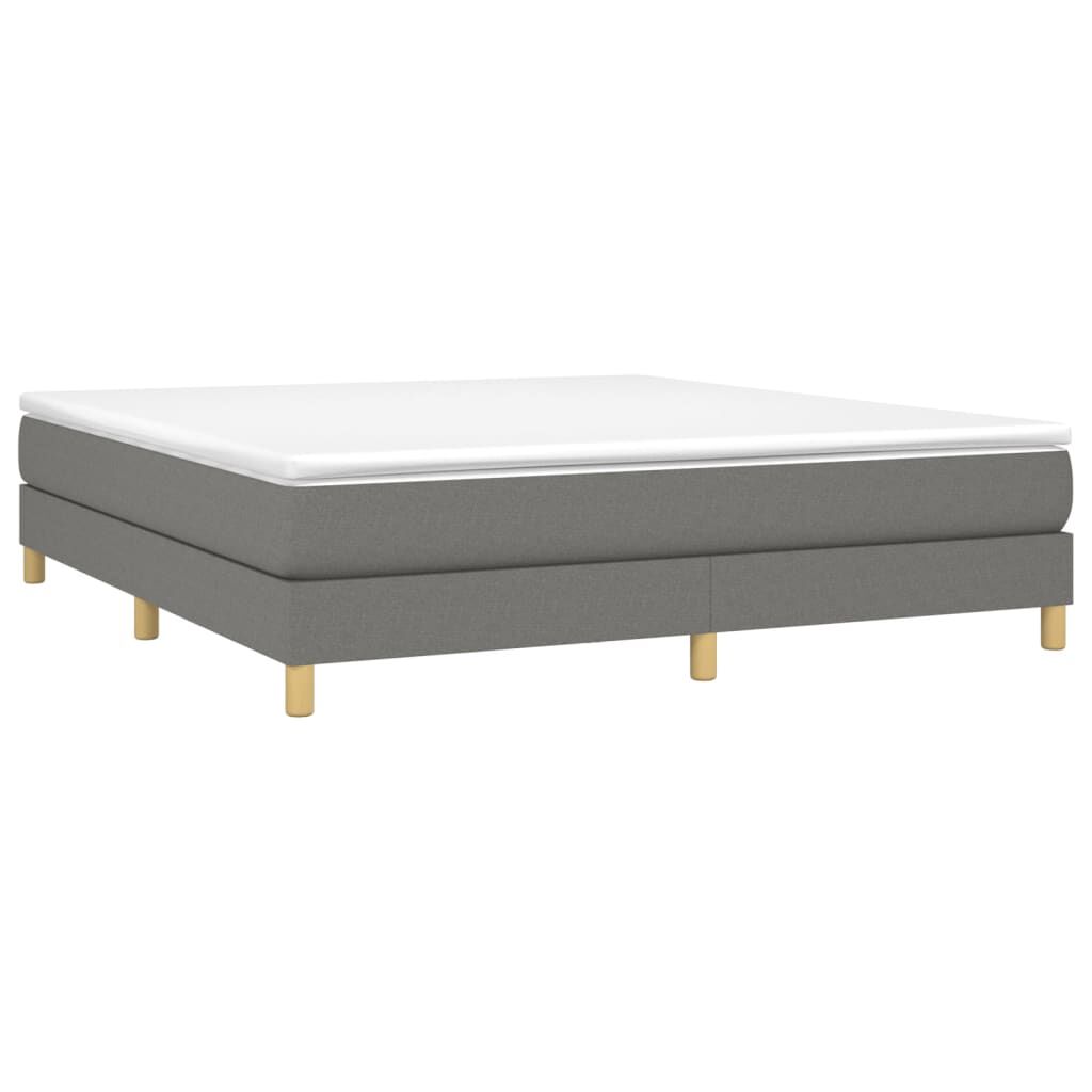 vidaXL Box Spring Bed with Mattress Dark Grey 193x203 cm King Fabric