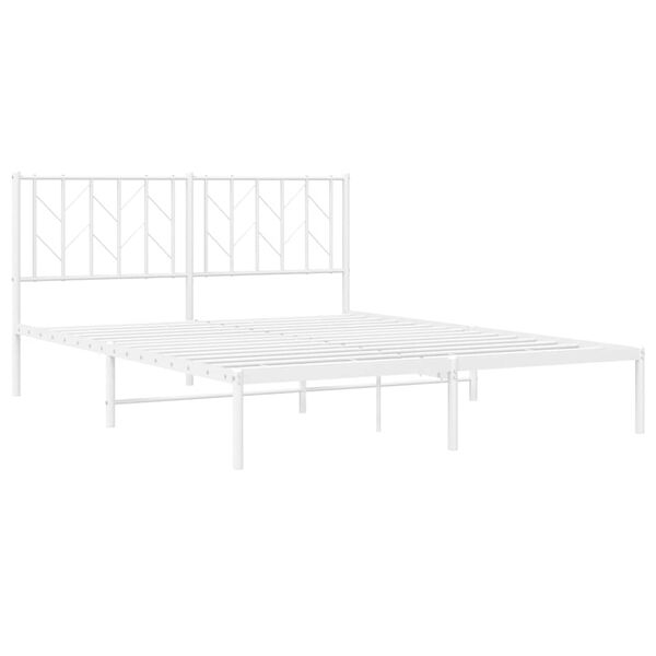 vidaXL Metal Bed Frame without Mattress with Headboard White 150x200cm