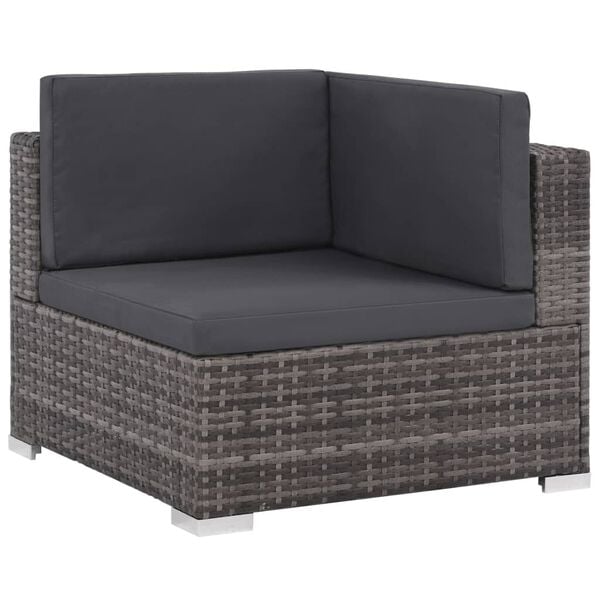 vidaXL 6 Piece Garden Lounge Set with Cushions Poly Rattan grey