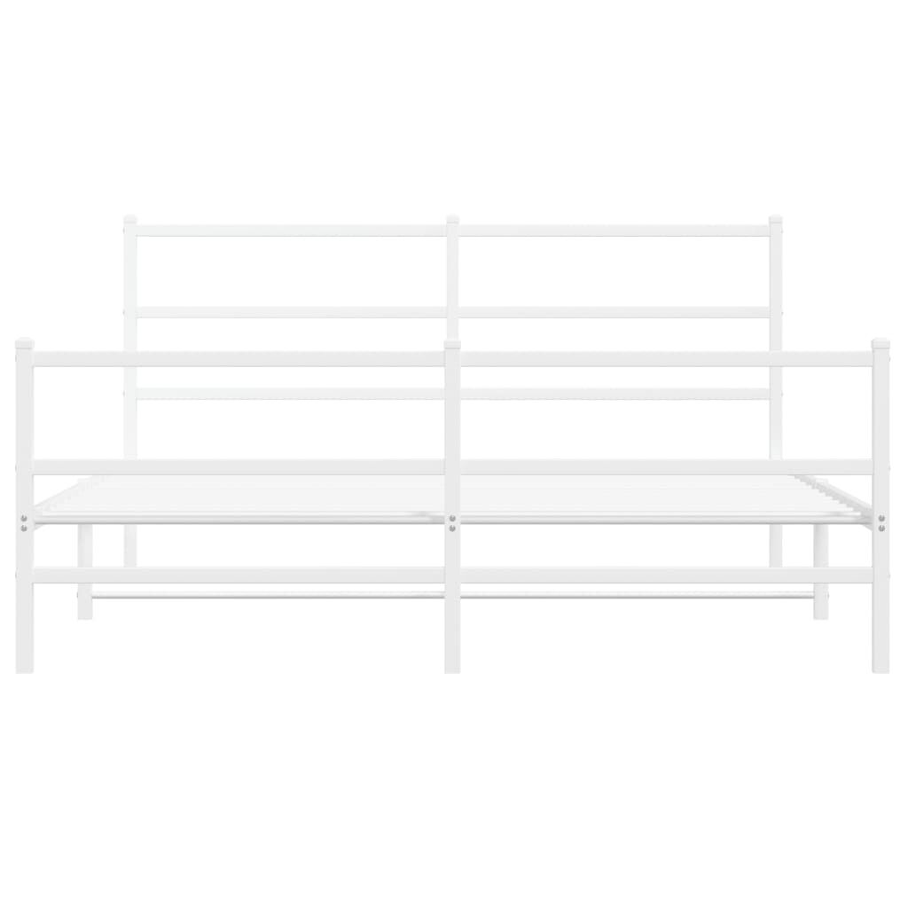 vidaXL Metal Bed Frame without Mattress with Footboard White 150x200cm