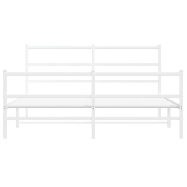 vidaXL Metal Bed Frame without Mattress with Footboard White 150x200cm