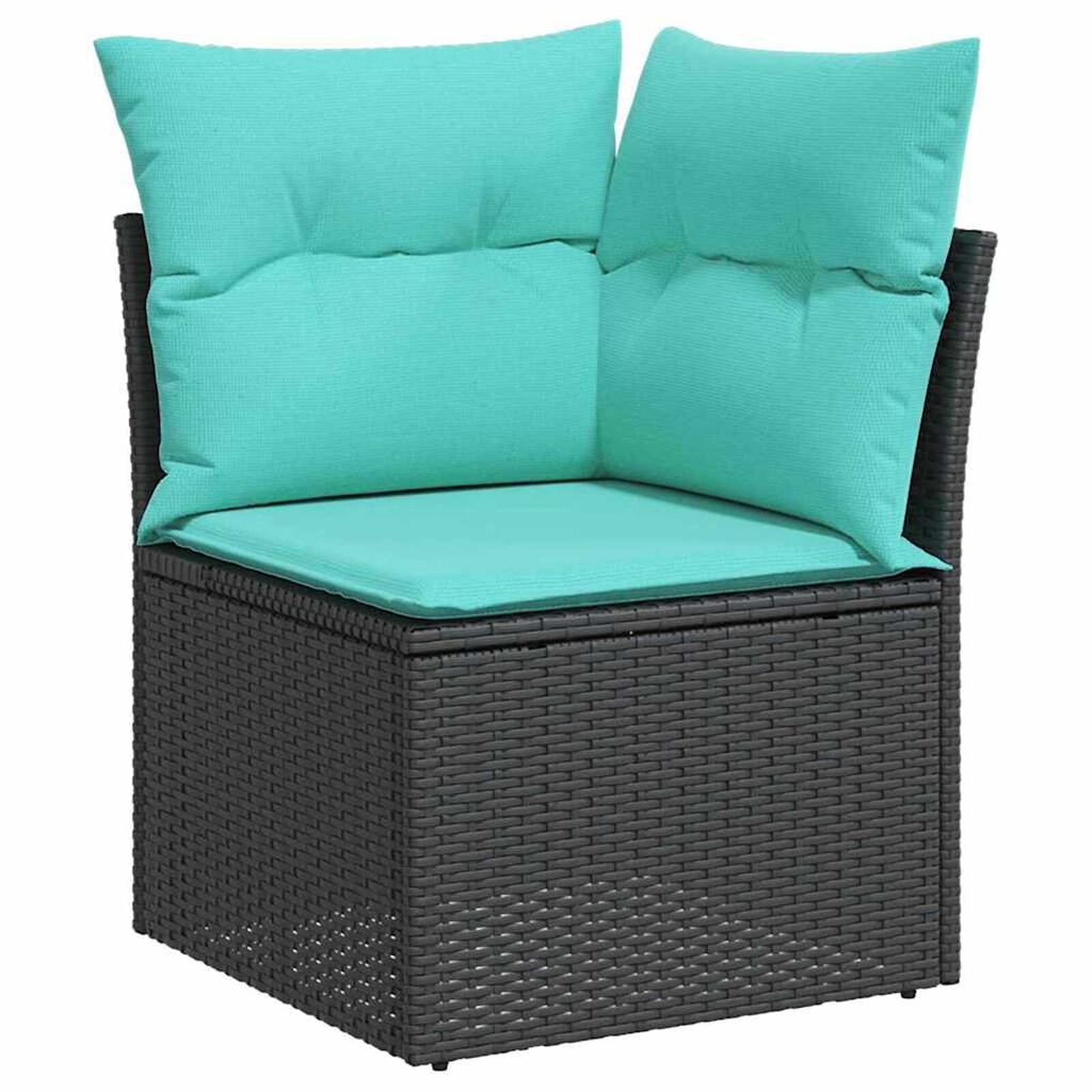 vidaXL Garden Sofa Set with Cushion 9 pcs Black Poly rattan