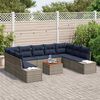vidaXL Garden Sofa Set with Cushion 10 pcs Grey Poly rattan