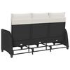 vidaXL Reclining Garden Sofa with Cushions L-shaped Black Poly Rattan