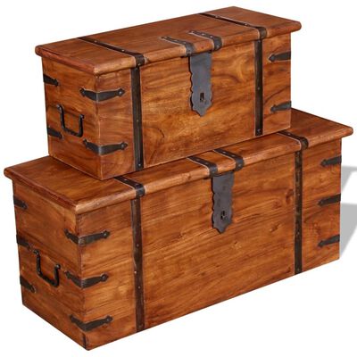 vidaXL Two Piece Storage Chest Set Solid Wood