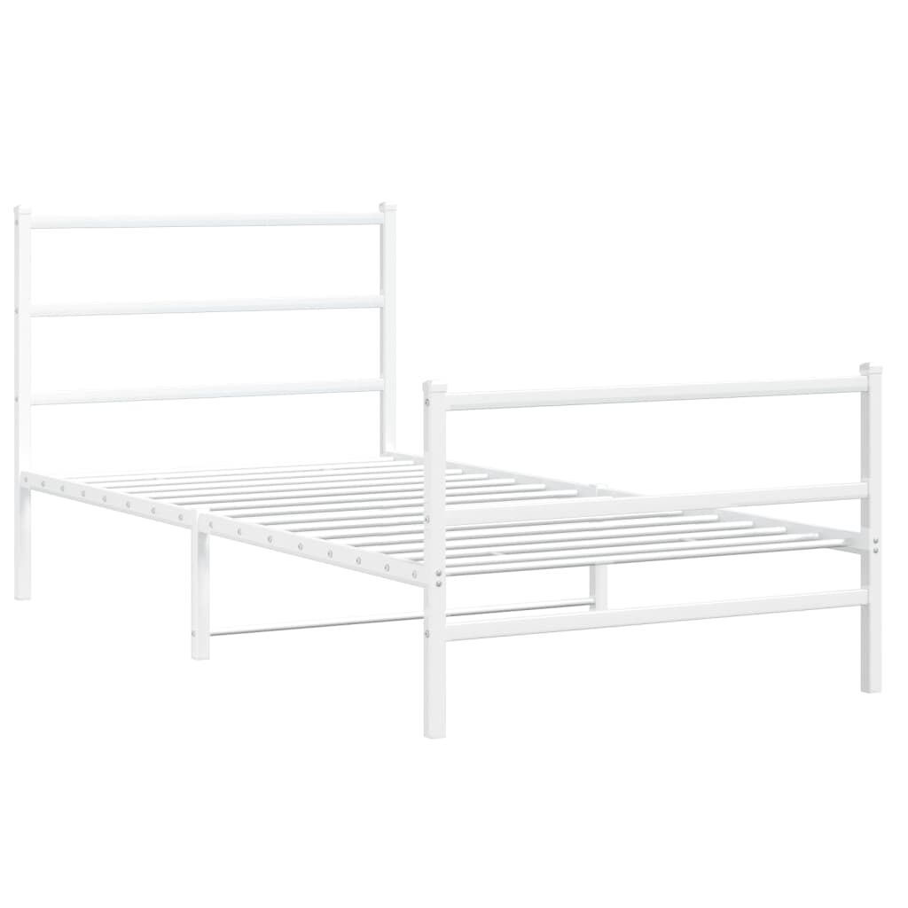 vidaXL Metal Bed Frame without Mattress with Footboard White 100x200cm