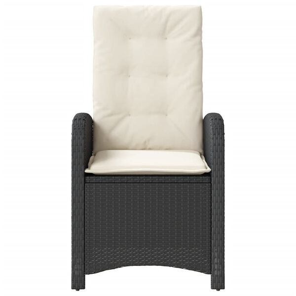 vidaXL Reclining Garden Chairs 2 pcs with Cushions Black Poly Rattan