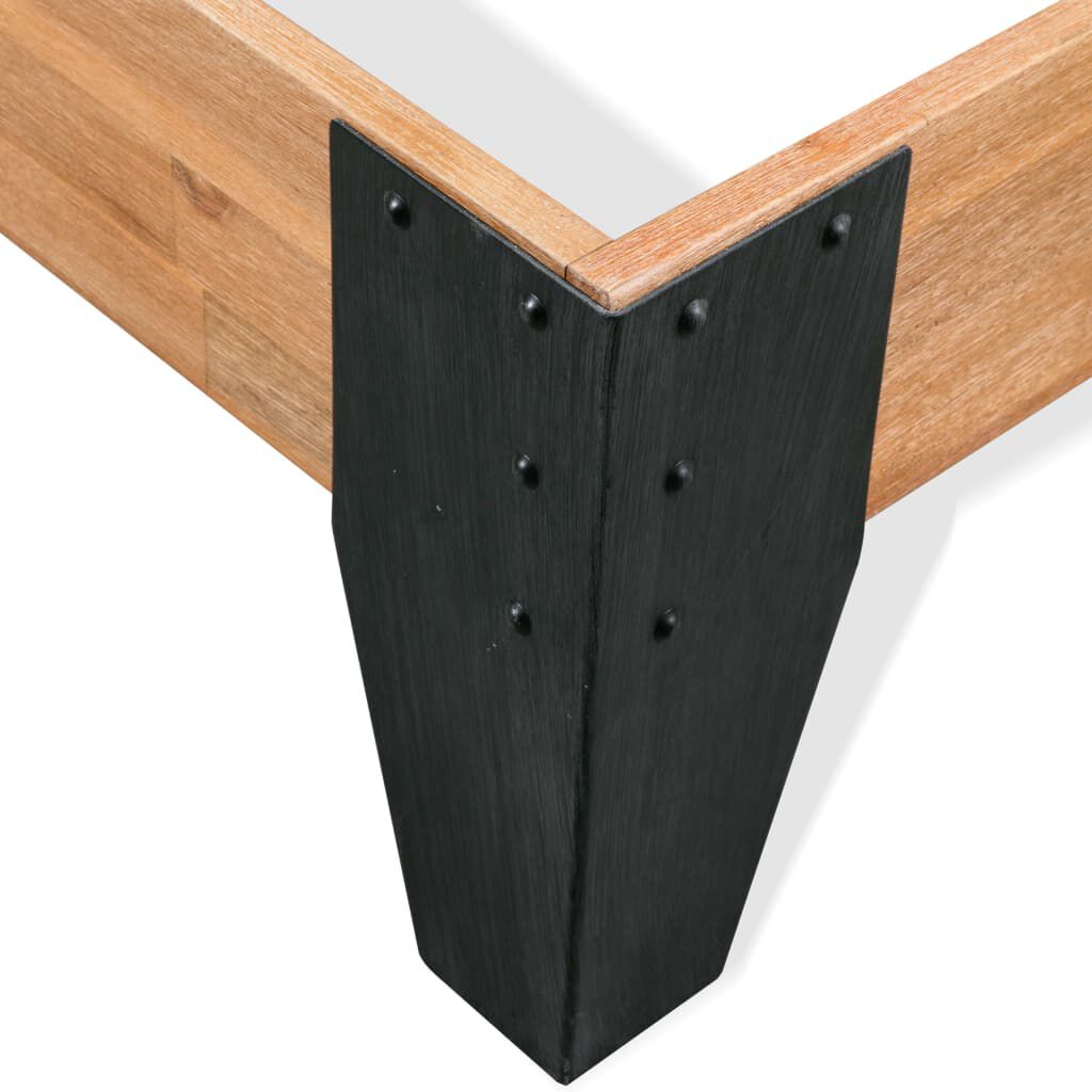 vidaXL Bed Frame without Mattress Solid Acacia Wood Steel 152x203 cm