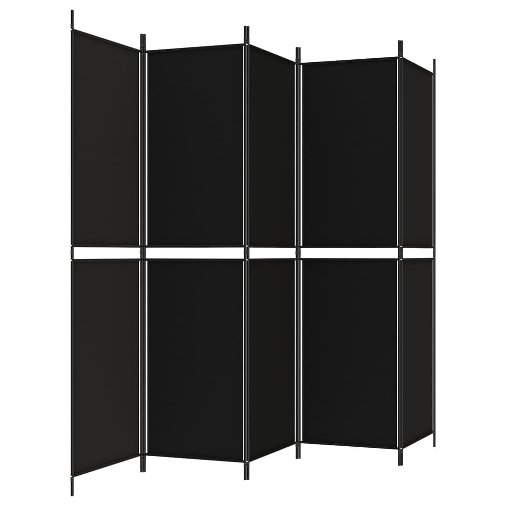 vidaXL 5-Panel Room Divider Black 250x200 cm Fabric