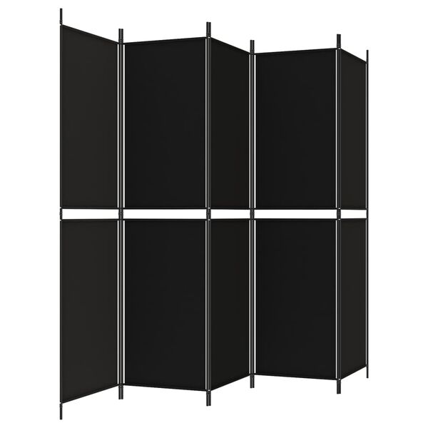 vidaXL 5-Panel Room Divider Black 250x200 cm Fabric