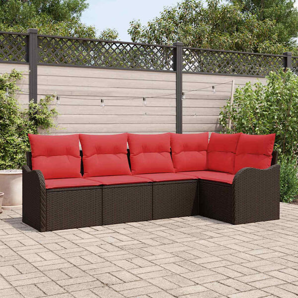 vidaXL Garden Sofa Set 5 pcs Brown Poly Rattan