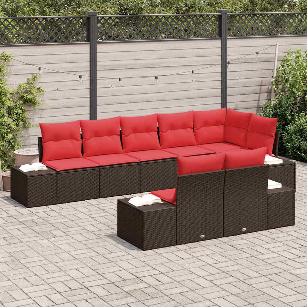 vidaXL Garden Sofa Set with Cushion 8 pcs Brown Poly rattan