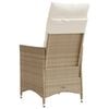 vidaXL Reclining Garden Chair with Cushions Beige Poly Rattan