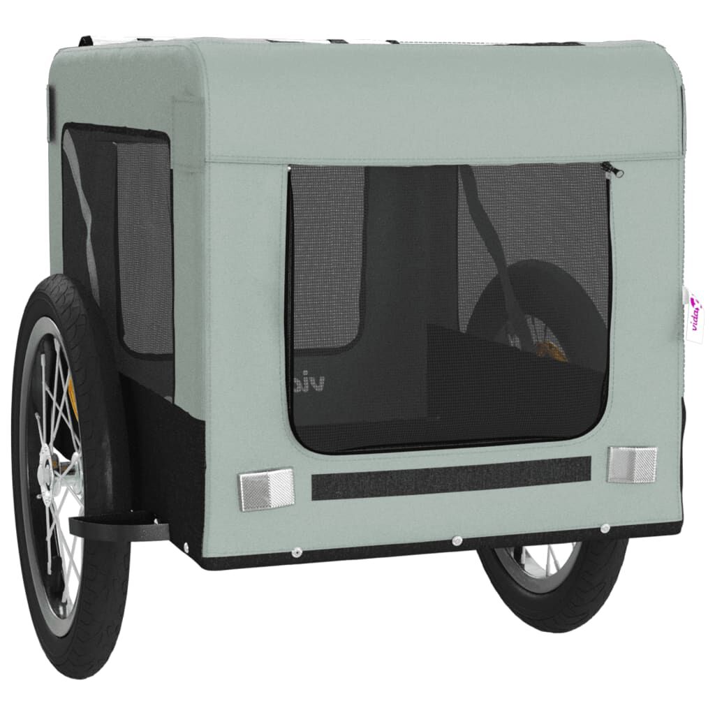 vidaXL Pet Bike Trailer Grey and Black Oxford Fabric&Iron