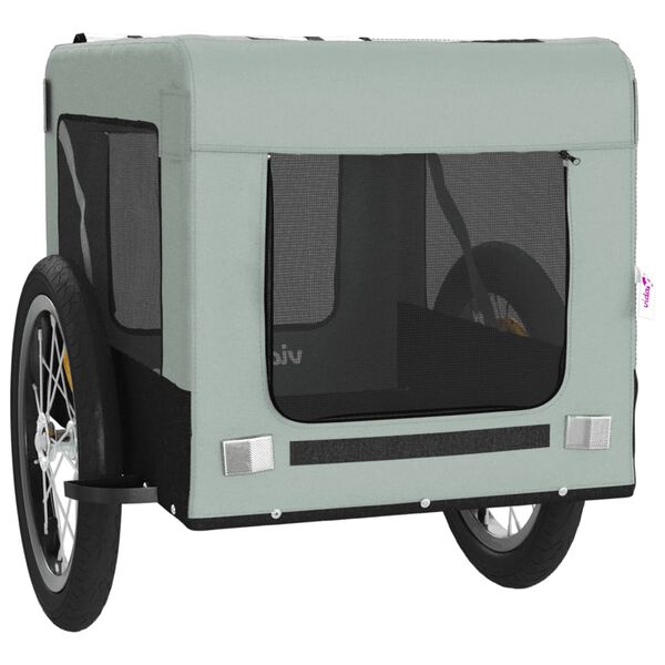 vidaXL Pet Bike Trailer Grey and Black Oxford Fabric&Iron