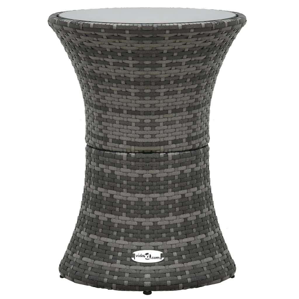 vidaXL Garden Side Table Drum Shape Grey Poly Rattan