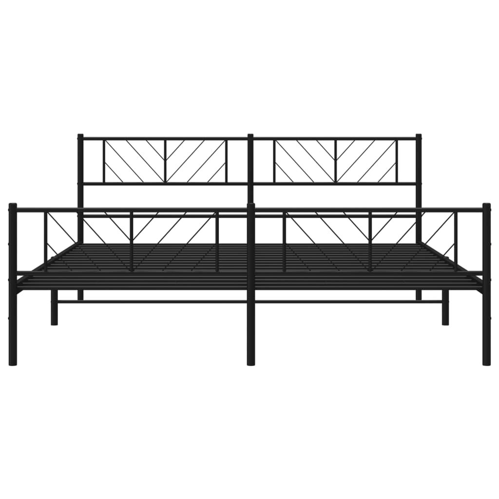 vidaXL Metal Bed Frame without Mattress with Footboard Black 183x213cm