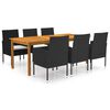 vidaXL 7 Piece Garden Dining Set Black