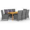 vidaXL 9 Piece Garden Dining Set Grey