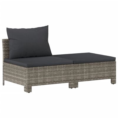 vidaXL 7 Piece Garden Lounge Set with Cushions Grey Poly Rattan