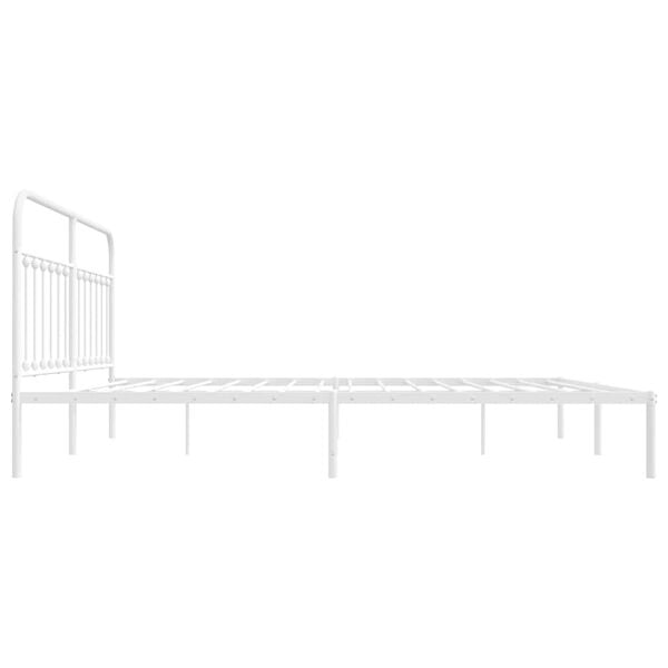 vidaXL Metal Bed Frame without Mattress with Headboard White 193x203cm