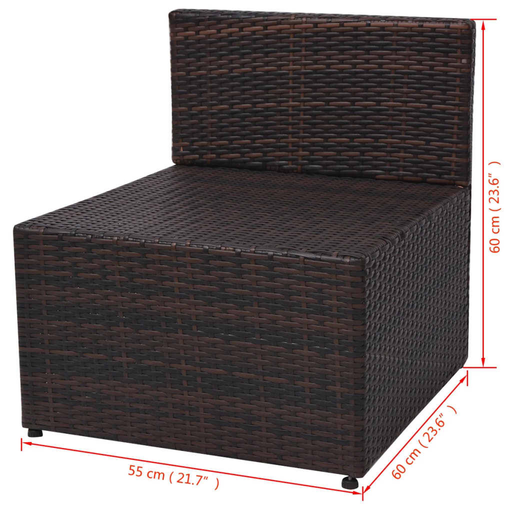 vidaXL 5 Piece Garden Lounge Set with Cushions Poly Rattan Brown