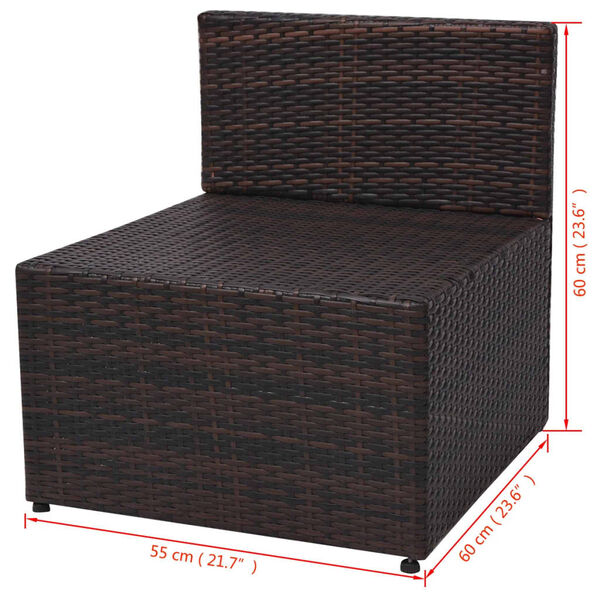 vidaXL 5 Piece Garden Lounge Set with Cushions Poly Rattan Brown