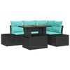 vidaXL Garden Sofa Set with Storage 5 pcs Black Poly Rattan