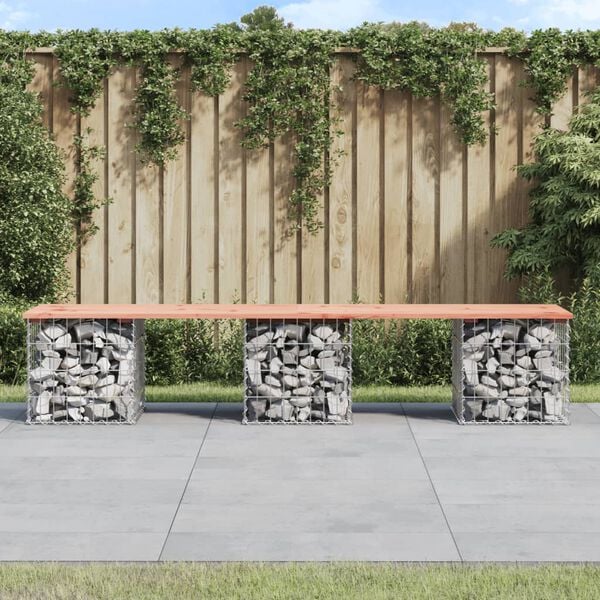 vidaXL Garden Bench Gabion Design 203x44x42 cm Solid Wood Douglas