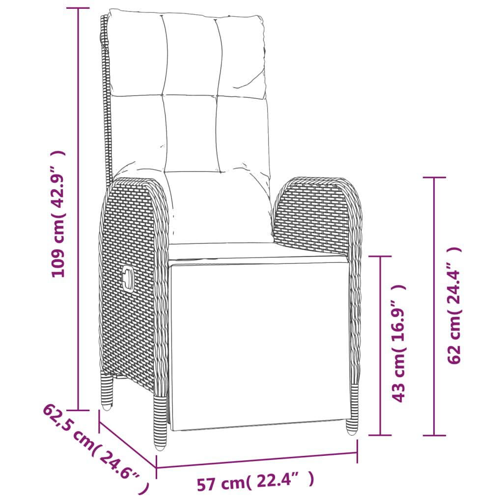 vidaXL 4 Piece Garden Dining Set with Cushions Grey Poly Rattan