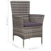 vidaXL 5 Piece Outdoor Dining Set with Cushions Poly Rattan Grey