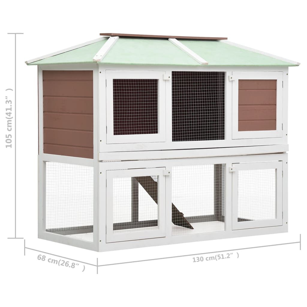 vidaXL Animal Rabbit Cage Double Floor Brown Wood