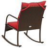vidaXL Garden Rocking Chair with Cushions Brown Poly Rattan