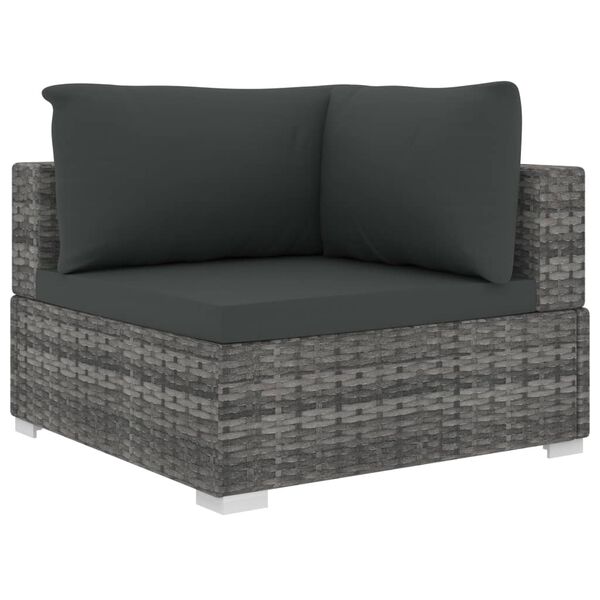 vidaXL 9 Piece Garden Lounge Set with Cushions Poly Rattan Grey