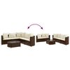 vidaXL 6 Piece Garden Sofa Set with Cushions Brown Poly Rattan