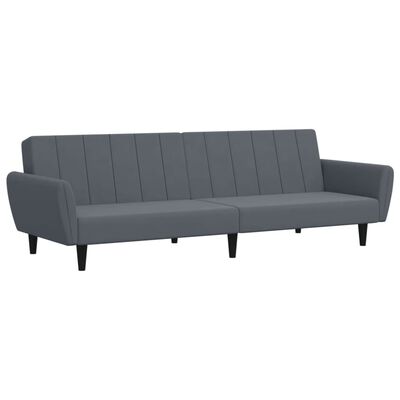 vidaXL 2-Seater Sofa Bed with Footstool Dark Grey Velvet