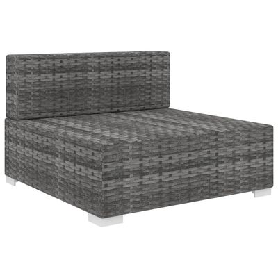 vidaXL Sectional Middle Seat with Cushions Poly Rattan grey