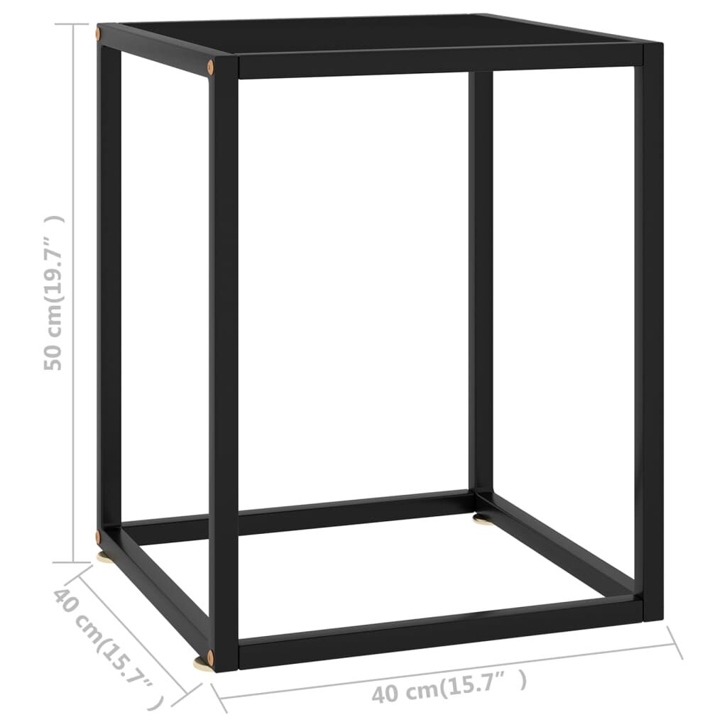 vidaXL Coffee Table Black with Black Glass 40x40x50 cm