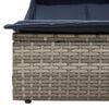 vidaXL Double Sun Lounger with Canopy and Cushions Grey Poly Rattan