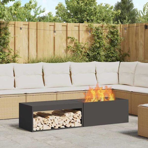 vidaXL Fire Pit Black 160 x 45 x 35 cm Steel